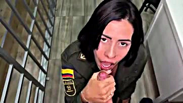 Colombian cop gets caught having rough sex at station