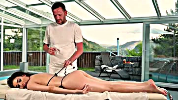 Brunette takes brutal DP pounding from spa staff