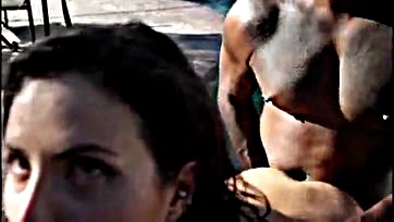 Hubby films wife getting face-fucked by a beach stud