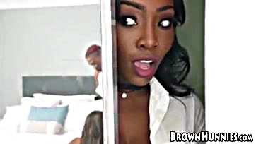 Two black women get massive cocks shared