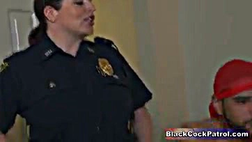 Big black cock gets white cops' pussies wet