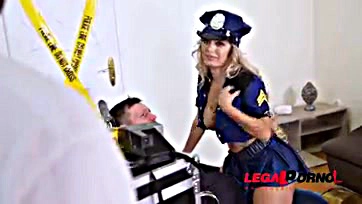 Officer Mia gets brutally double-penetrated by two studs