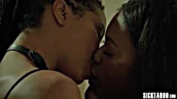 Lesbians engage in passionate, explicit intimacy