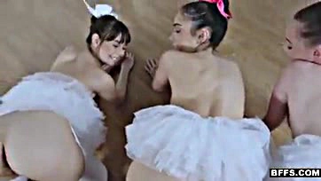 Perverted teacher coerces ballerinas into rough sex