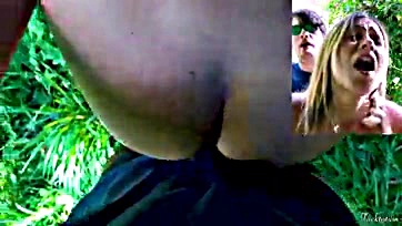 Teen girl gets quick outdoor forest sex