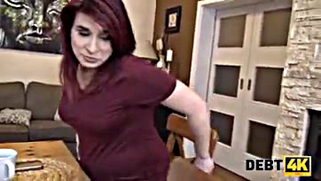 Pregnant redhead gets screwed by debt collector