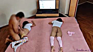 Fucking adorable nieces watch Pepe Le Pew's cartoon