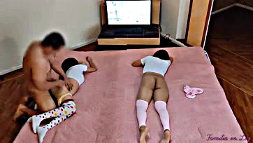 Fucking adorable nieces watch Pepe Le Pew's cartoon