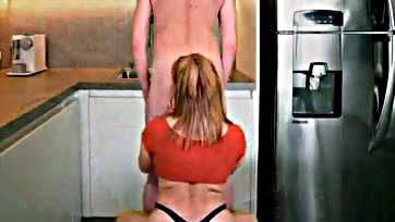 Hot neighbor gives me a morning blow job in kitchen