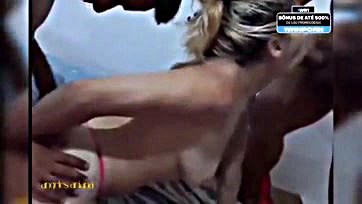 Blonde Latina milf gets gangbanged and double-pumped