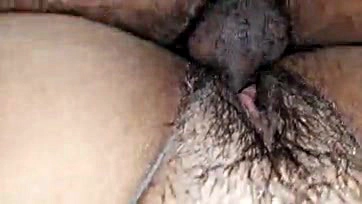 Man having sex with hairy wife at home