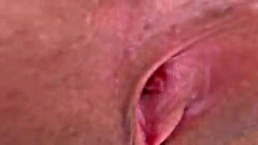 Girl gets massive cock, cums on her tight pussy