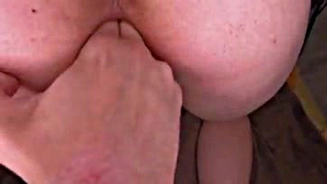 Girl gets massive cock, cums on her tight pussy