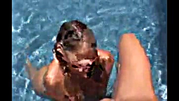 Teen blonde girl gets fucked by the pool