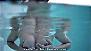 Teen masturbates in pool, gets hairy and wild