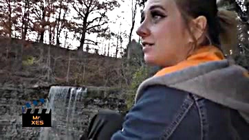 Canadian blonde almost gets caught giving outdoor blowjob