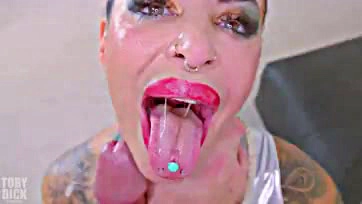 Girl gags on cock, spits, and rims in hardcore sex