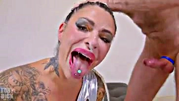 Girl gags on cock, spits, and rims in hardcore sex