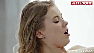 Teen blonde gets passionate fuck from big dick lover