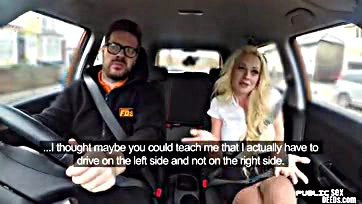 MILF gets screwed by driving tutor outdoors