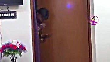 Naughty husband teases wife in bedroom, gets caught