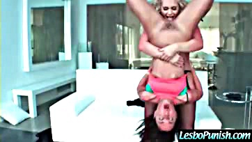 Lesbians get punished with sex toys and rough lesbian action