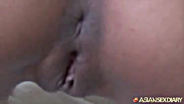 Older Asian woman gets creampie from a white man