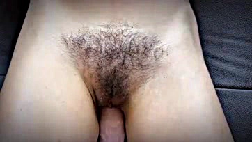 Stepson's hairy cock fucks stepmom's wet, hairy cunt