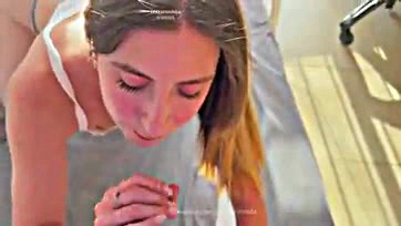 Shy girl's POV, homemade video ends in her mouth