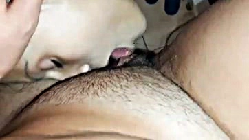 Girlfriend punishes masturbation with lesbian oral sex