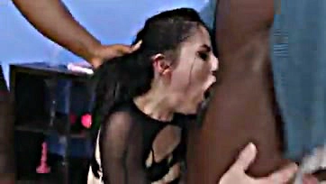 Blonde's throat ravaged, roughened by intense oral sex