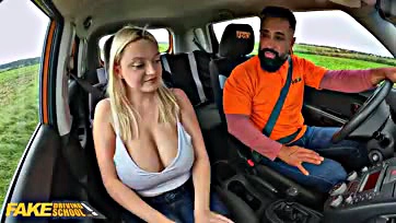 Blonde gets hardcore sex, facial after fake taxi near miss