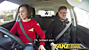 Jealous driver seeks rough sex from great-titted learner