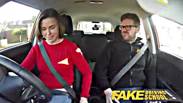 Jealous driver seeks rough sex from great-titted learner