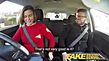 Jealous driver seeks rough sex from great-titted learner