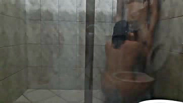 Big couple's sex romp in bathroom with massive genitals