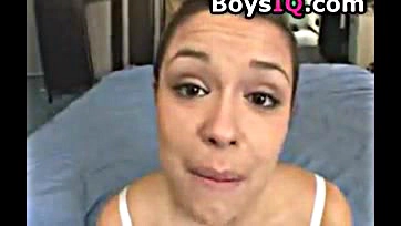 Teen gagged on multiple men's semen in a sex video