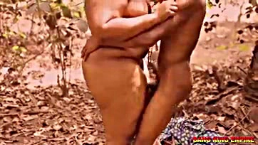 African man has hardcore sex in the bush