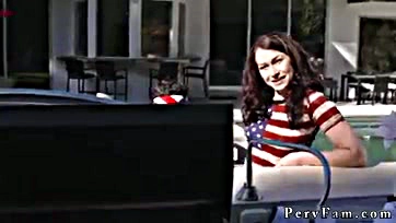 Sexy stepmom gets naughty on patriotic holiday