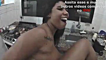 Lunna Vaz eating cum while cooking dinner