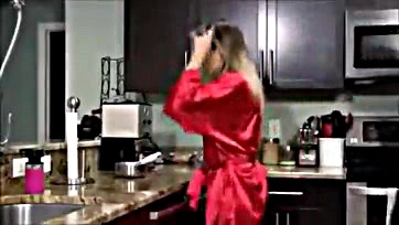 Stepson's cock ravishes hot mom in kitchen