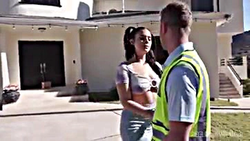 Teen slut Violet gets fucked by delivery guy