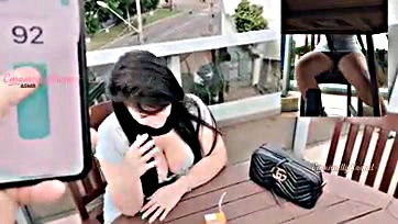 Girl gets remote-controlled orgasm outdoors, moans loudly