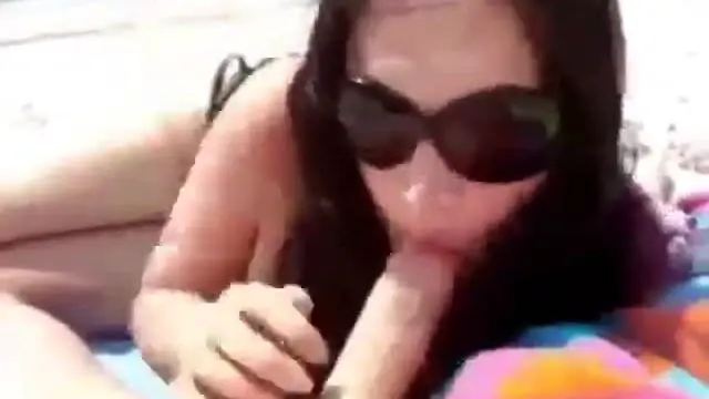 Cum beach handjob