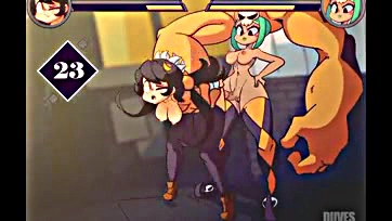 Filia gets gangbanged by Cerebella in a street fight