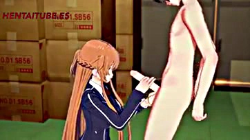 Asuna and Kirito engage in explicit sex acts