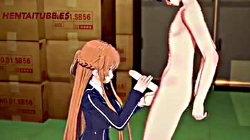 Asuna and Kirito engage in explicit sex acts