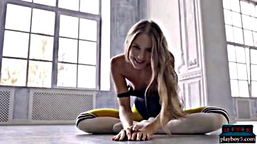 Foxy Russian teen gets naughty with Playboy's sweaty yoga