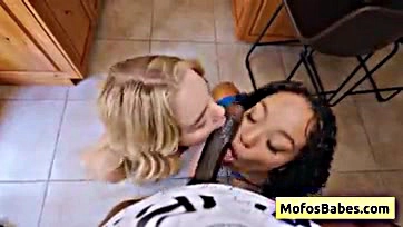 Teen ebony and blonde friends share BBC orgy