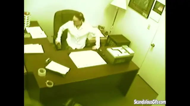 secretary fingering and masturbating pussy at office